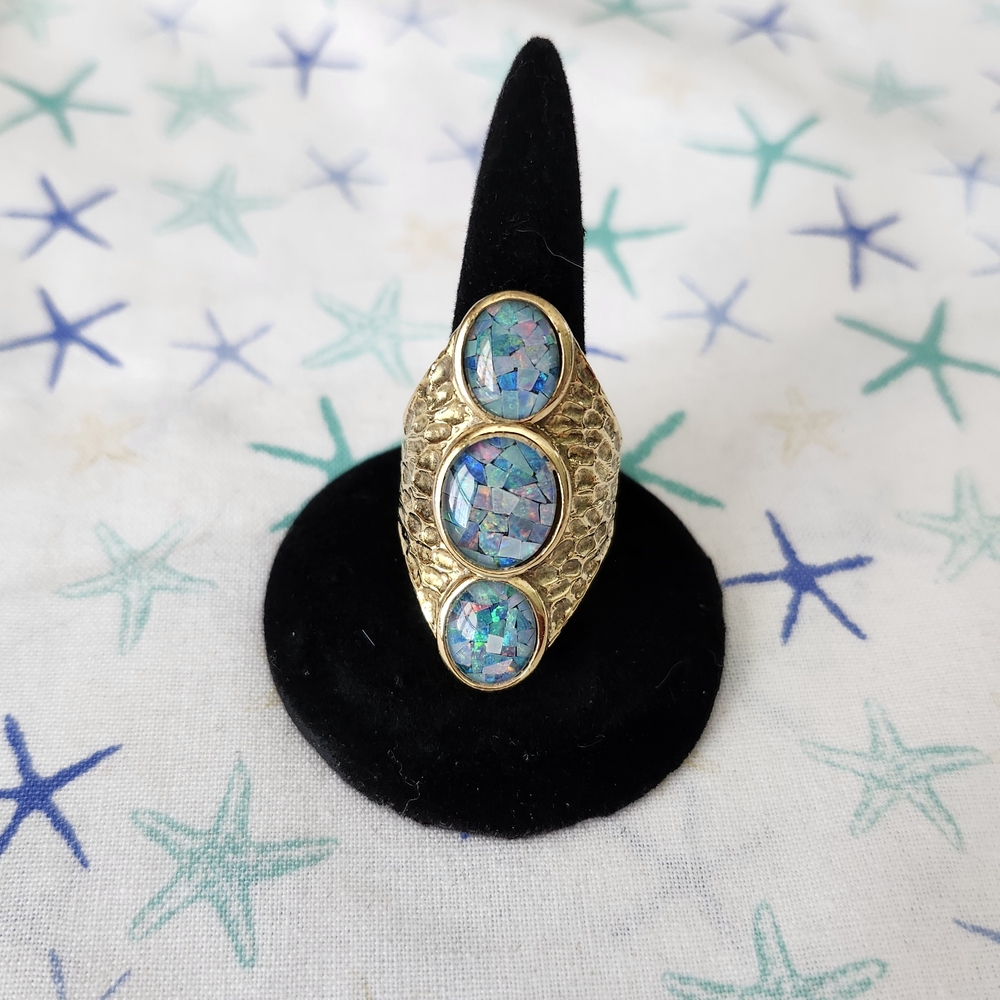 Gold and Blue Mosaic Ring